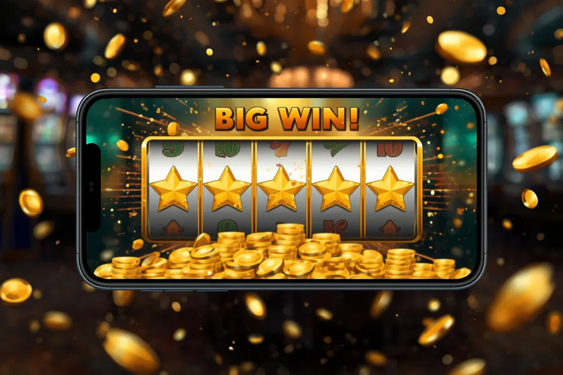 Online slot on a phone hitting a big win Online slot on a phone hitting a big win