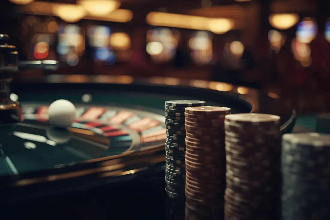 Roulette wheel spinning with the ball in motion Roulette wheel spinning with the ball in motion